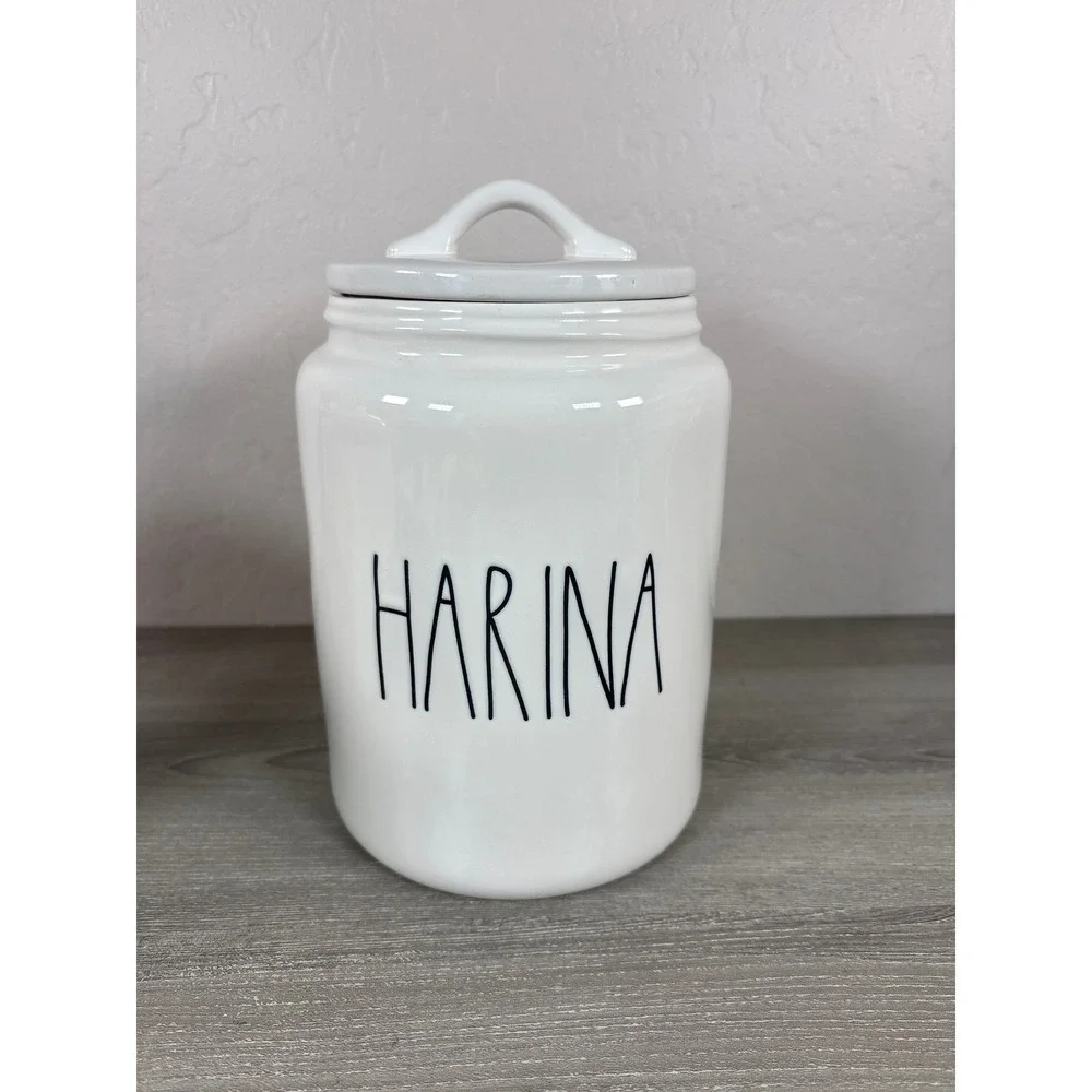 Rae Dunn Harina Flour Canister White Ceramic Spanish Collection Farmhouse Decor